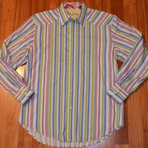 Robert Graham multicolor striped dress shirt sz L